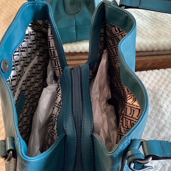 Tignanello Blue Leather Shoulder Bag - Picture 4 of 5